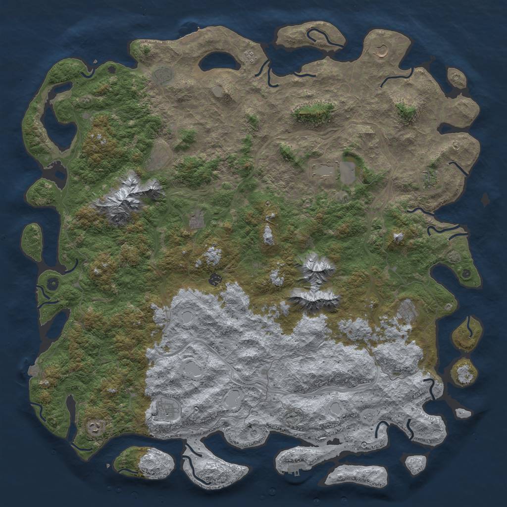Rust Map: Procedural Map, Size: 6000, Seed: 224854636, 19 Monuments