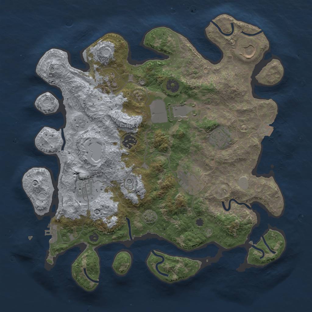 Rust Map: Procedural Map, Size: 3500, Seed: 622506550, 14 Monuments