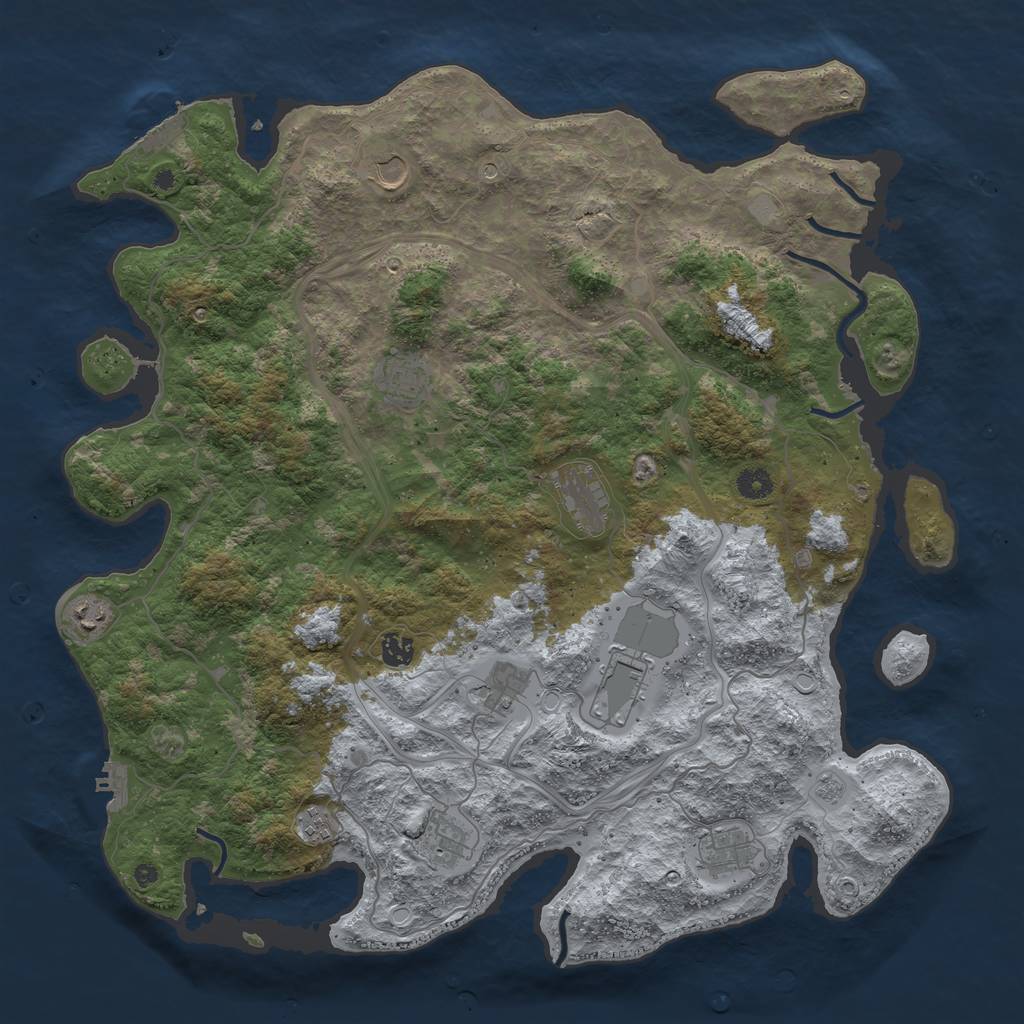 Rust Map: Procedural Map, Size: 4500, Seed: 20230324, 17 Monuments