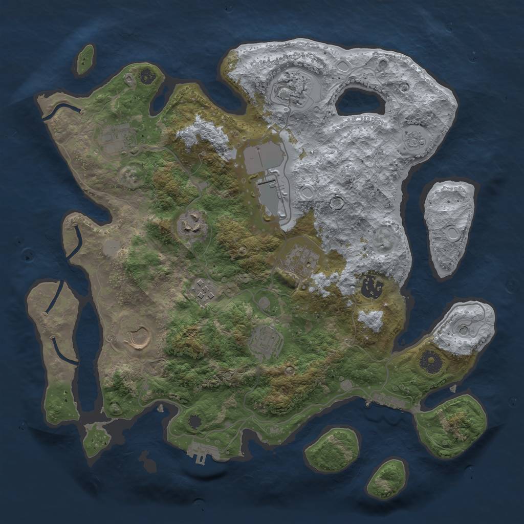 Rust Map: Procedural Map, Size: 3500, Seed: 193474137, 16 Monuments