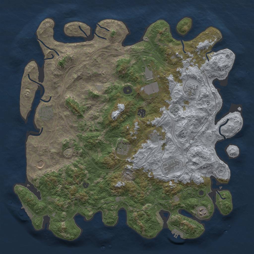 Rust Map: Procedural Map, Size: 4500, Seed: 1680403955, 18 Monuments