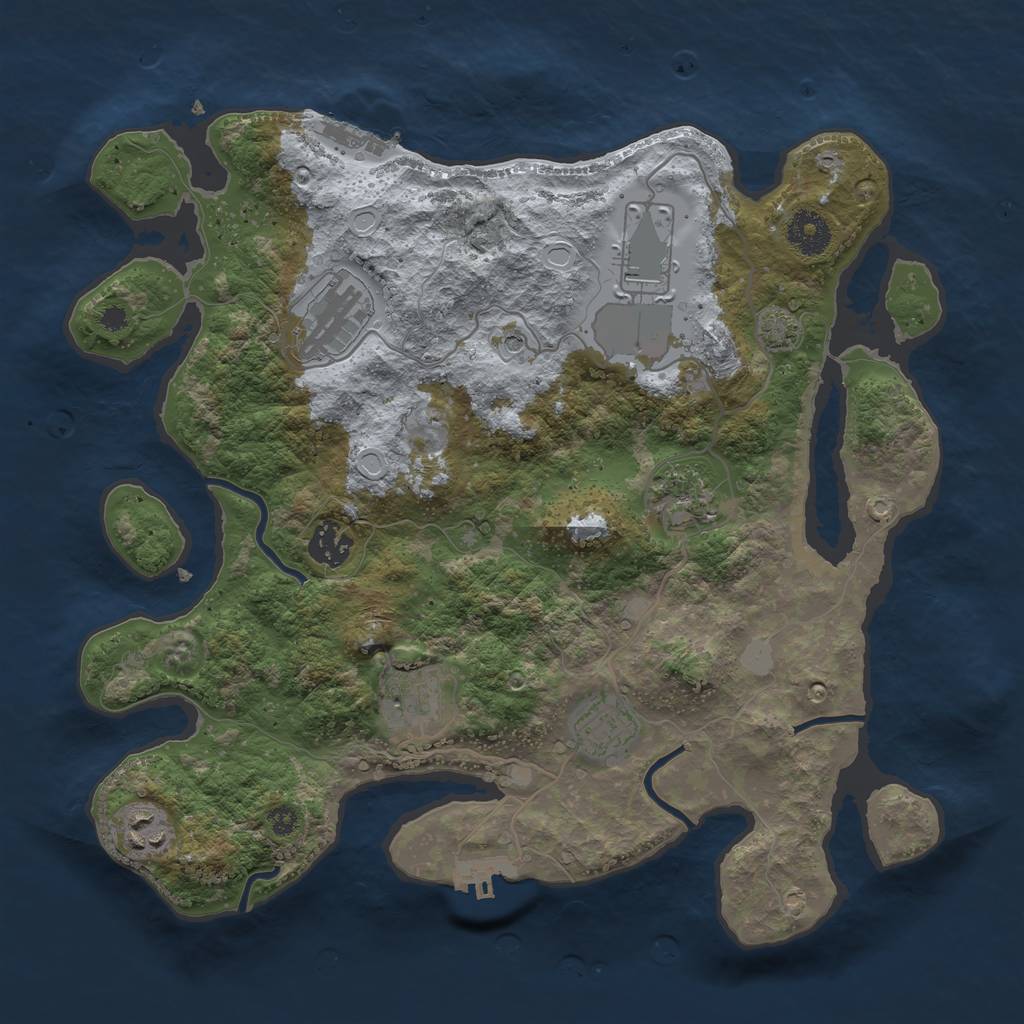Rust Map: Procedural Map, Size: 3500, Seed: 101549323, 14 Monuments