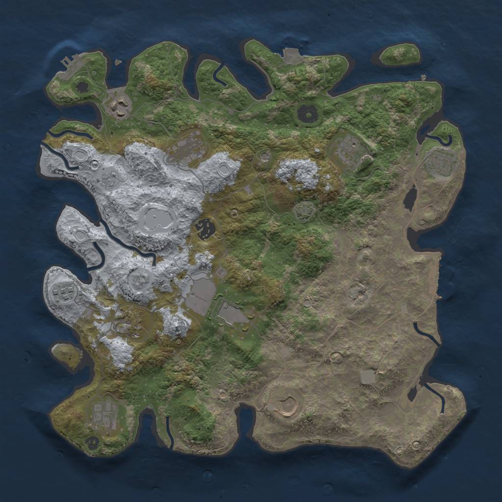 Rust Map: Procedural Map, Size: 3750, Seed: 20230105, 18 Monuments