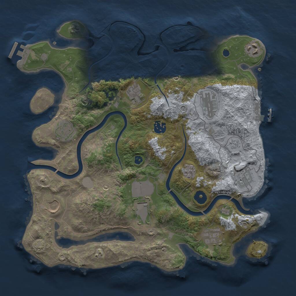 Rust Map: Procedural Map, Size: 3500, Seed: 851625238, 16 Monuments