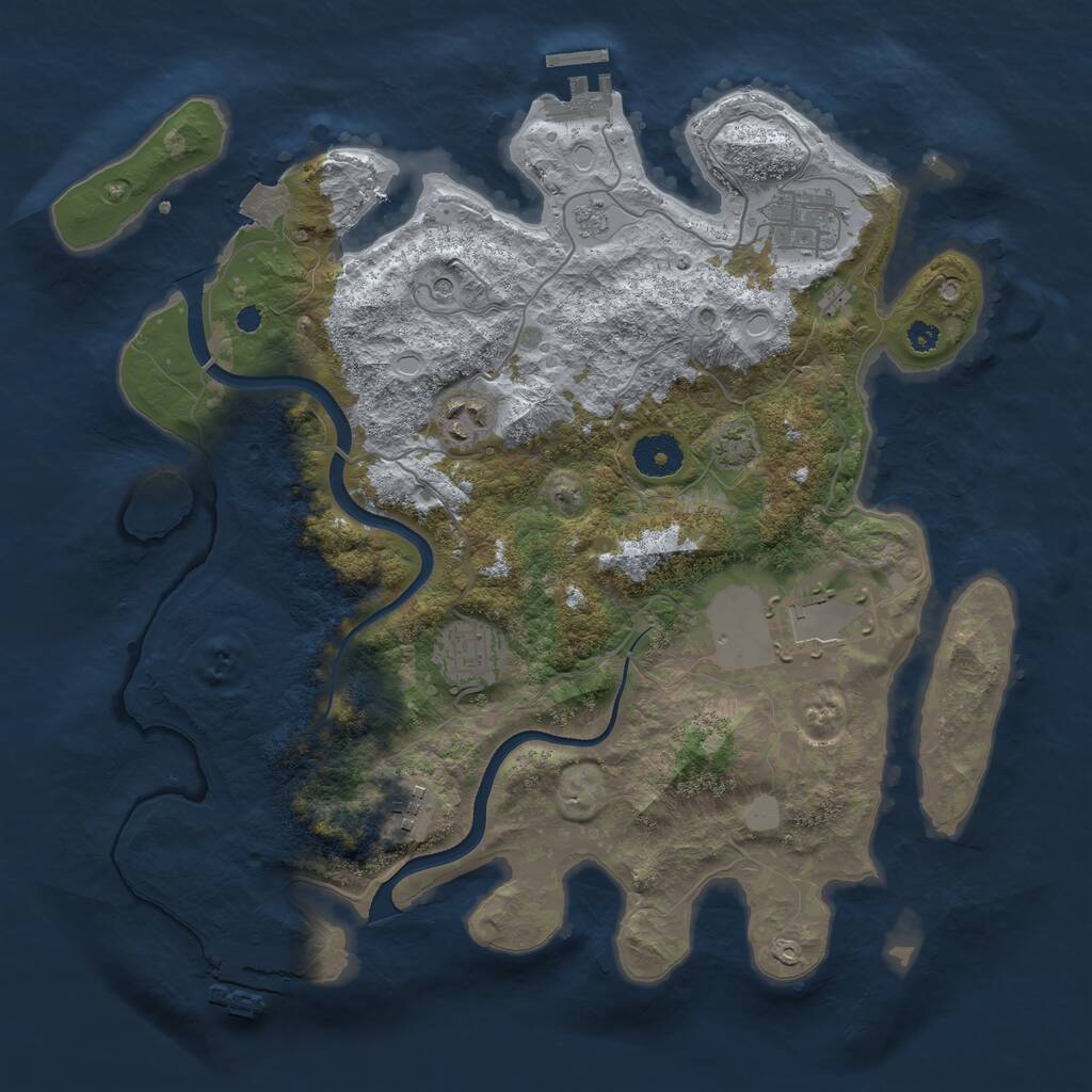 Rust Map: Procedural Map, Size: 3500, Seed: 1919106338, 11 Monuments