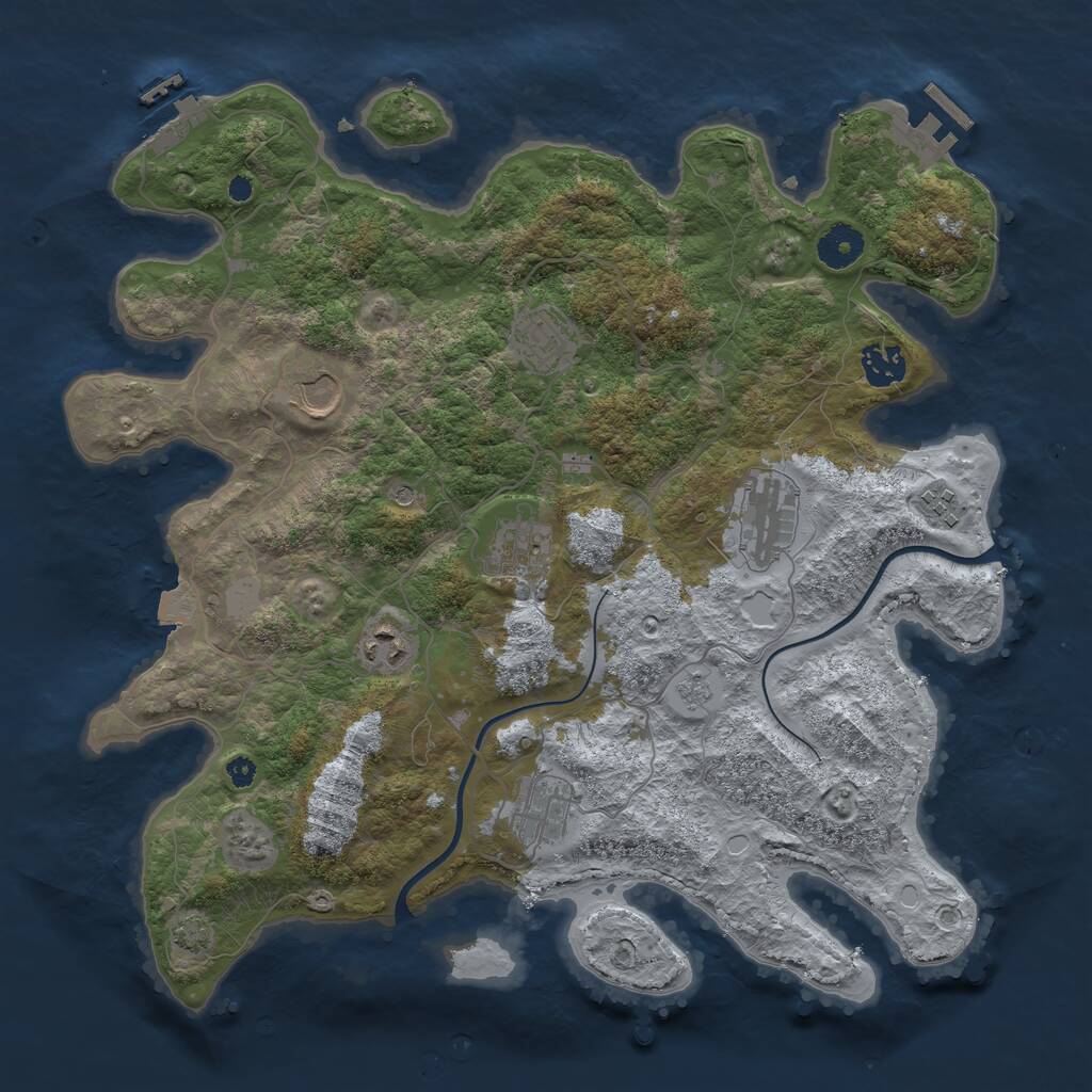 Rust Map: Procedural Map, Size: 3700, Seed: 1421661678, 14 Monuments