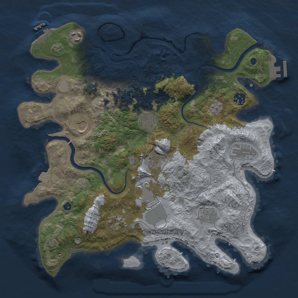Rust Map: Procedural Map, Size: 3700, Seed: 1421661678, 16 Monuments