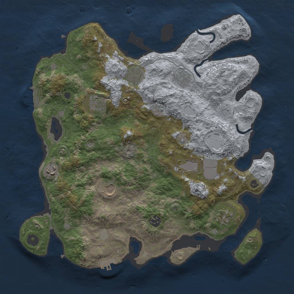 Rust Map: Procedural Map, Size: 3800, Seed: 9854, 16 Monuments