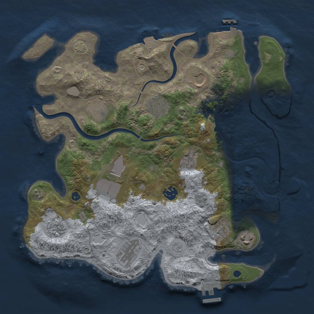 Rust Map: Procedural Map, Size: 3500, Seed: 1960301781, 17 Monuments