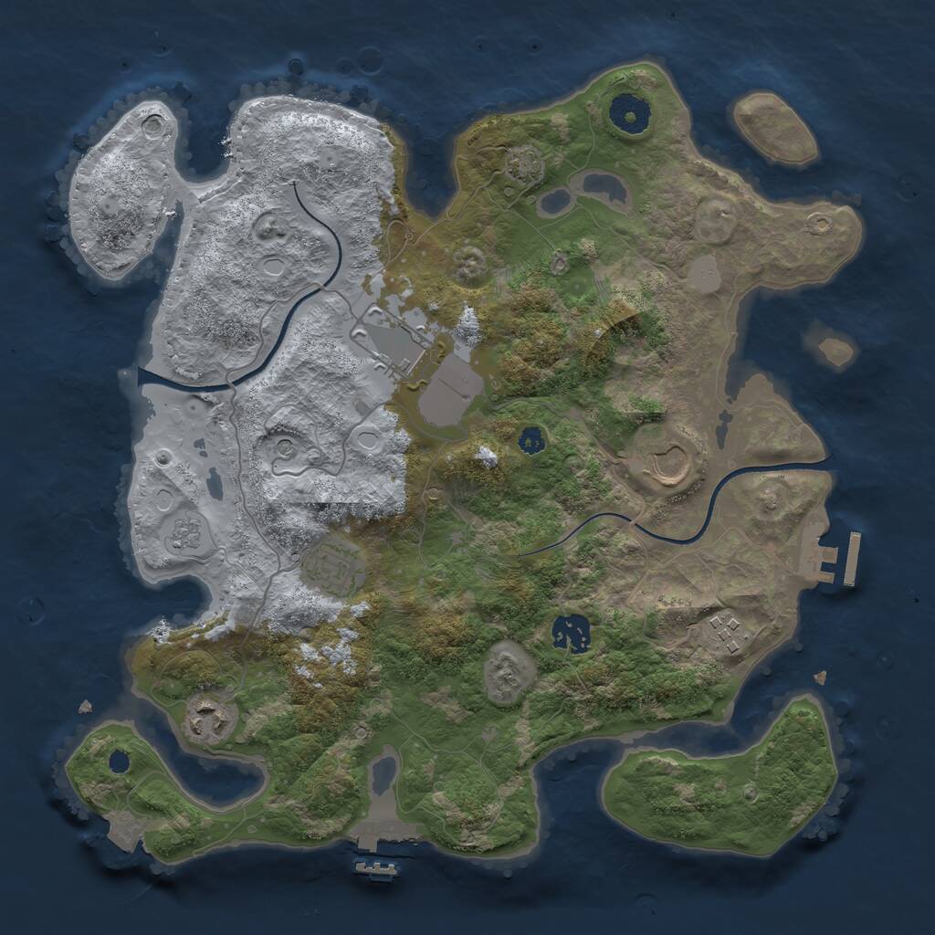 Rust Map: Procedural Map, Size: 3500, Seed: 2072792019, 12 Monuments