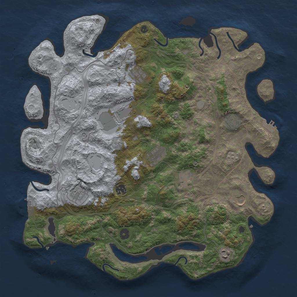 Rust Map: Procedural Map, Size: 4250, Seed: 1844794011, 17 Monuments