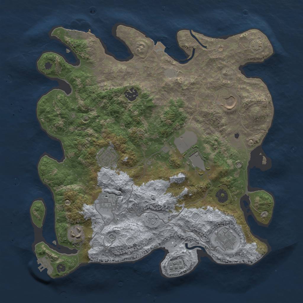 Rust Map: Procedural Map, Size: 3500, Seed: 355932938, 16 Monuments