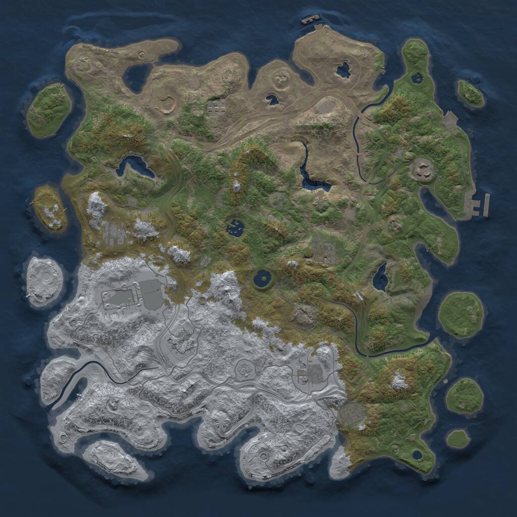 Rust Map: Procedural Map, Size: 4500, Seed: 1224483947, 16 Monuments