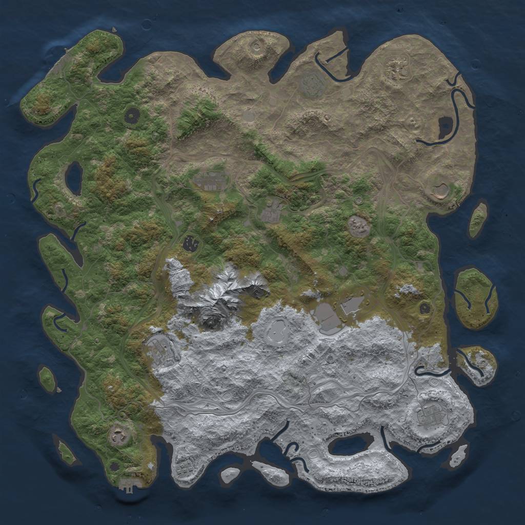 Rust Map: Procedural Map, Size: 5000, Seed: 927311721, 18 Monuments