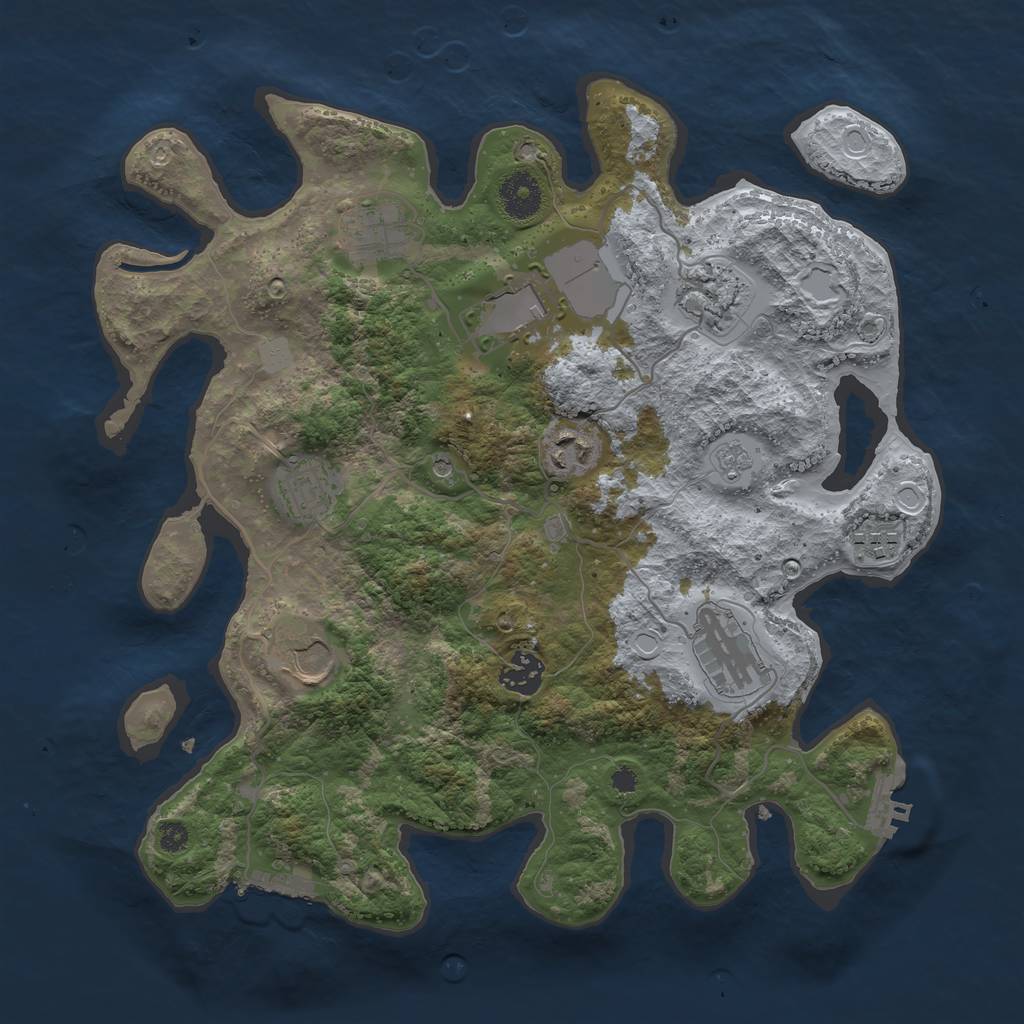 Rust Map: Procedural Map, Size: 3500, Seed: 46698, 16 Monuments