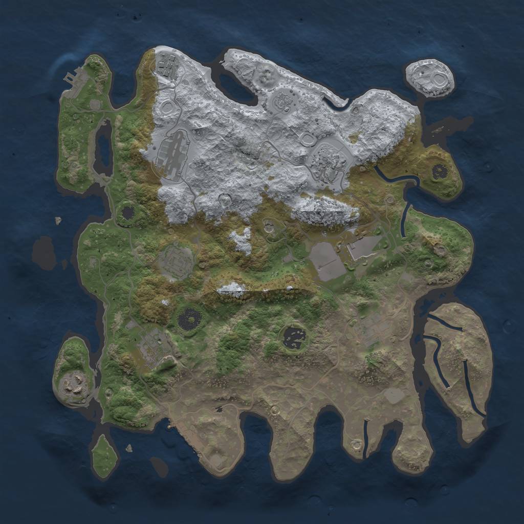 Rust Map: Procedural Map, Size: 3500, Seed: 324108504, 16 Monuments