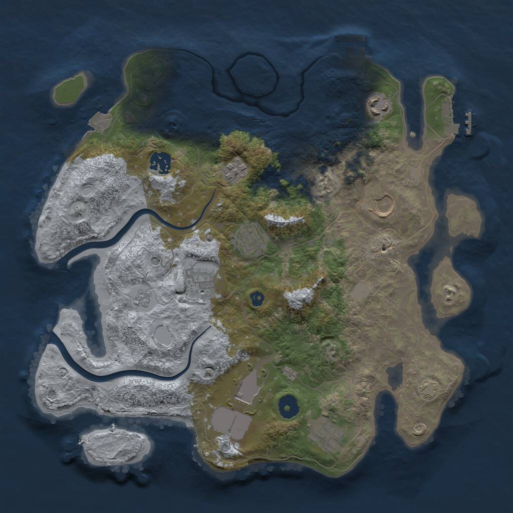 Rust Map: Procedural Map, Size: 3500, Seed: 1394294957, 14 Monuments