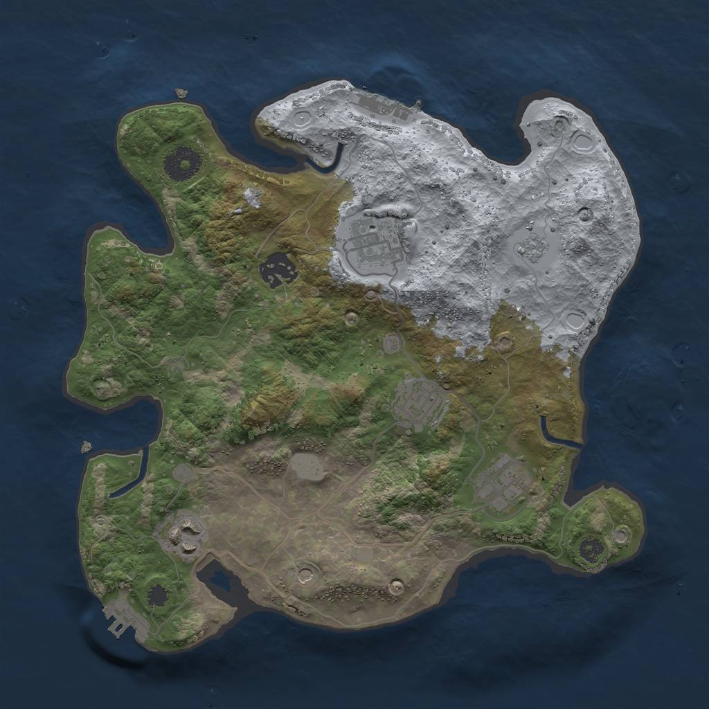 Rust Map: Procedural Map, Size: 3000, Seed: 1035101516, 12 Monuments
