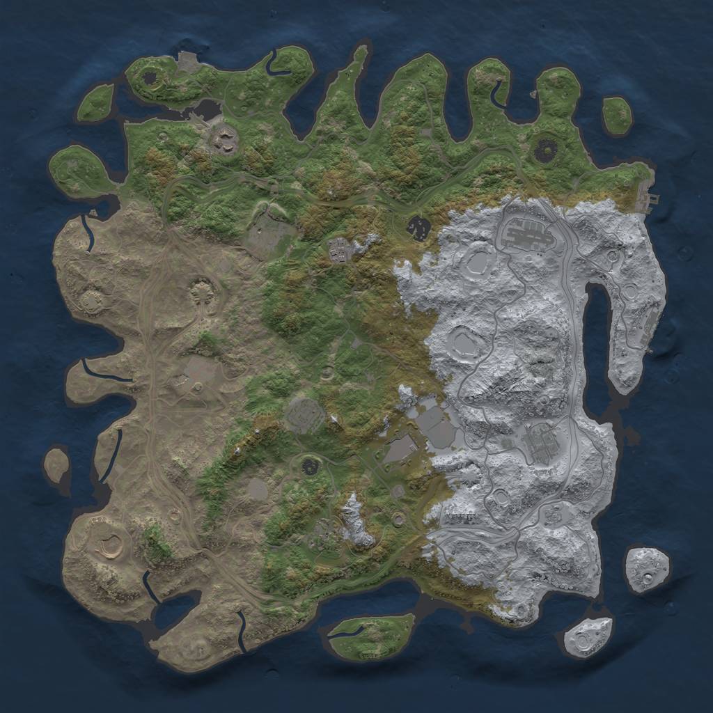 Rust Map: Procedural Map, Size: 4500, Seed: 355069322, 19 Monuments
