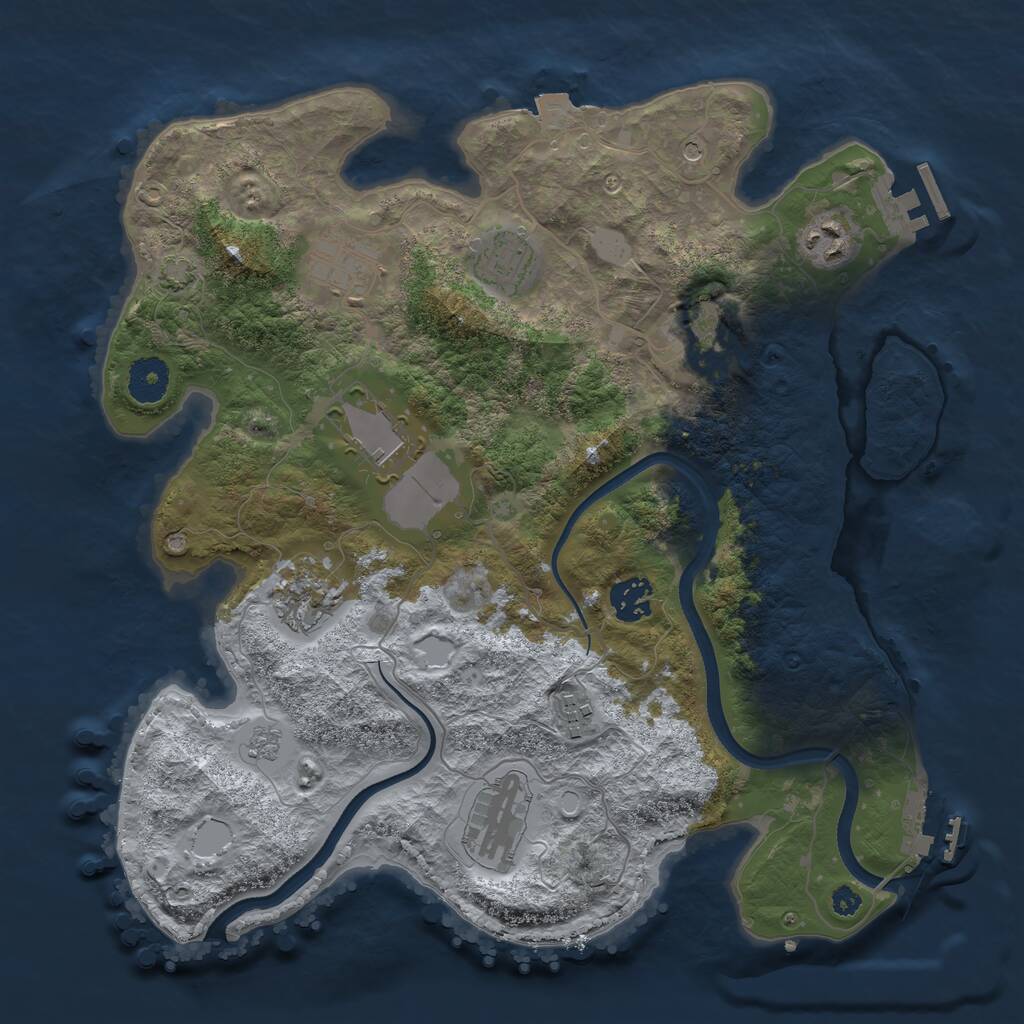 Rust Map: Procedural Map, Size: 3500, Seed: 30612823, 15 Monuments