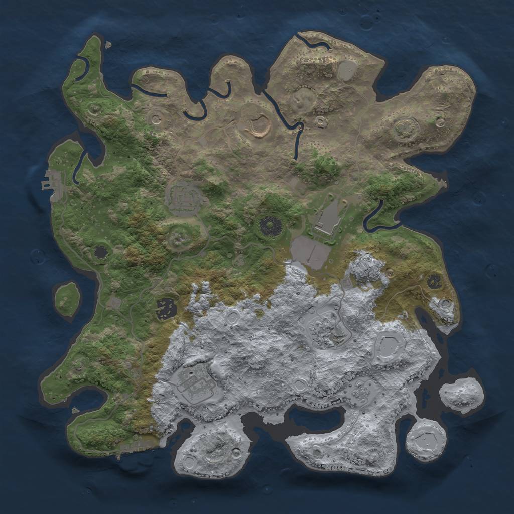 Rust Map: Procedural Map, Size: 3500, Seed: 170573717, 14 Monuments