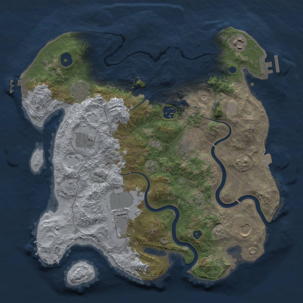 Rust Map: Procedural Map, Size: 3500, Seed: 1450675484, 14 Monuments