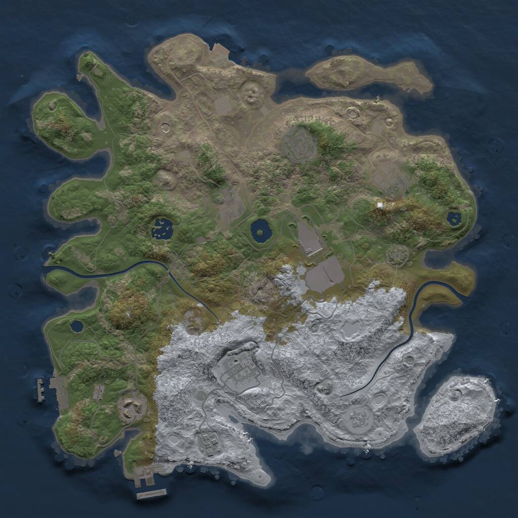 Rust Map: Procedural Map, Size: 3500, Seed: 552597331, 14 Monuments