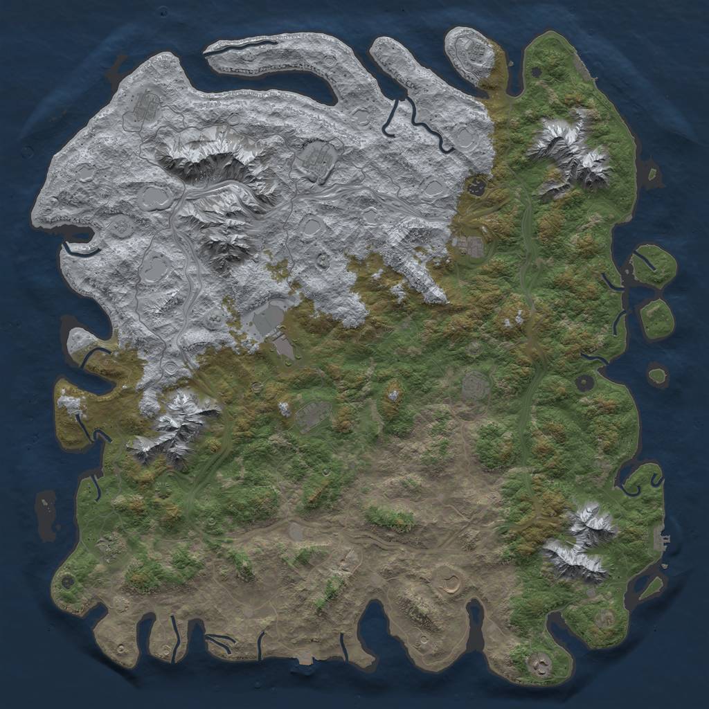 Rust Map: Procedural Map, Size: 6000, Seed: 720888025, 19 Monuments