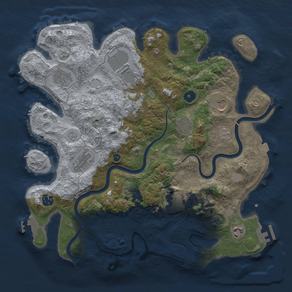 Rust Map: Procedural Map, Size: 3800, Seed: 1954, 16 Monuments