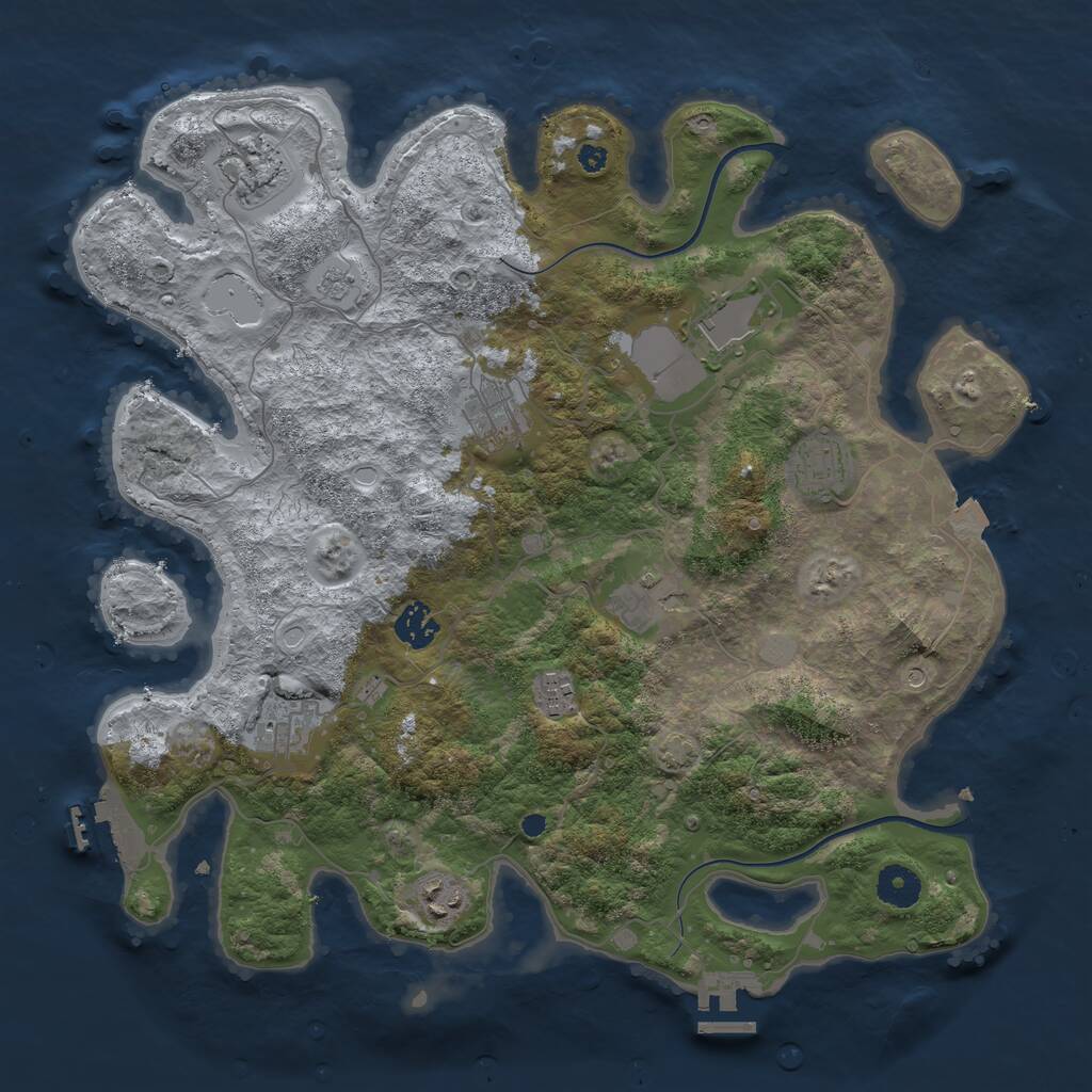 Rust Map: Procedural Map, Size: 3800, Seed: 1954, 15 Monuments