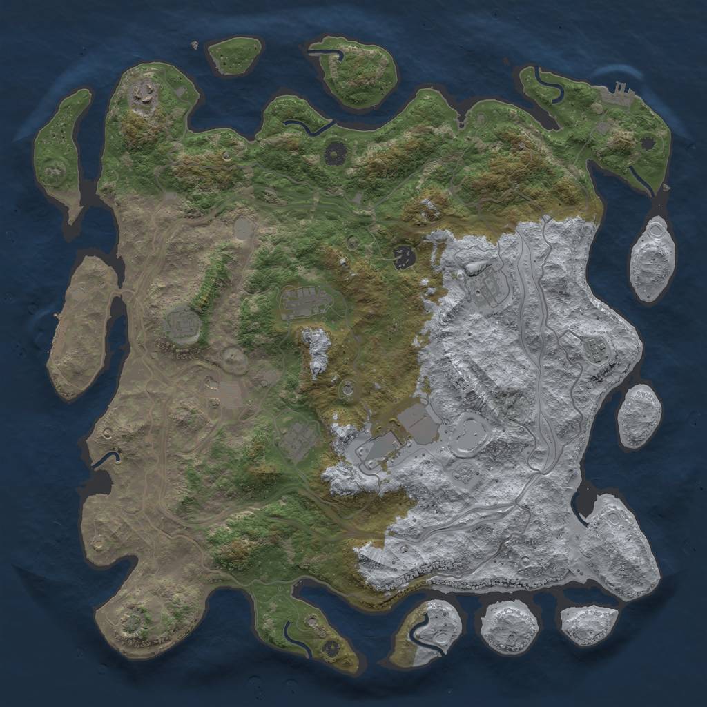 Rust Map: Procedural Map, Size: 4500, Seed: 19825, 17 Monuments