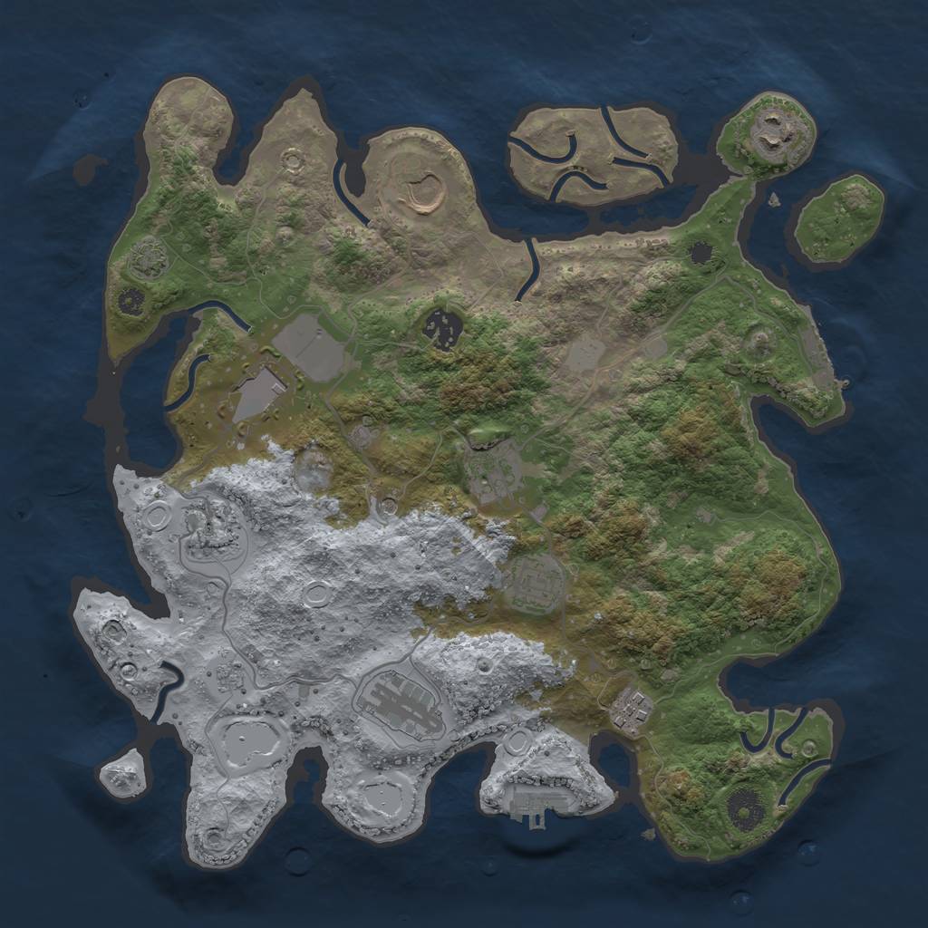 Rust Map: Procedural Map, Size: 3500, Seed: 123122457, 17 Monuments