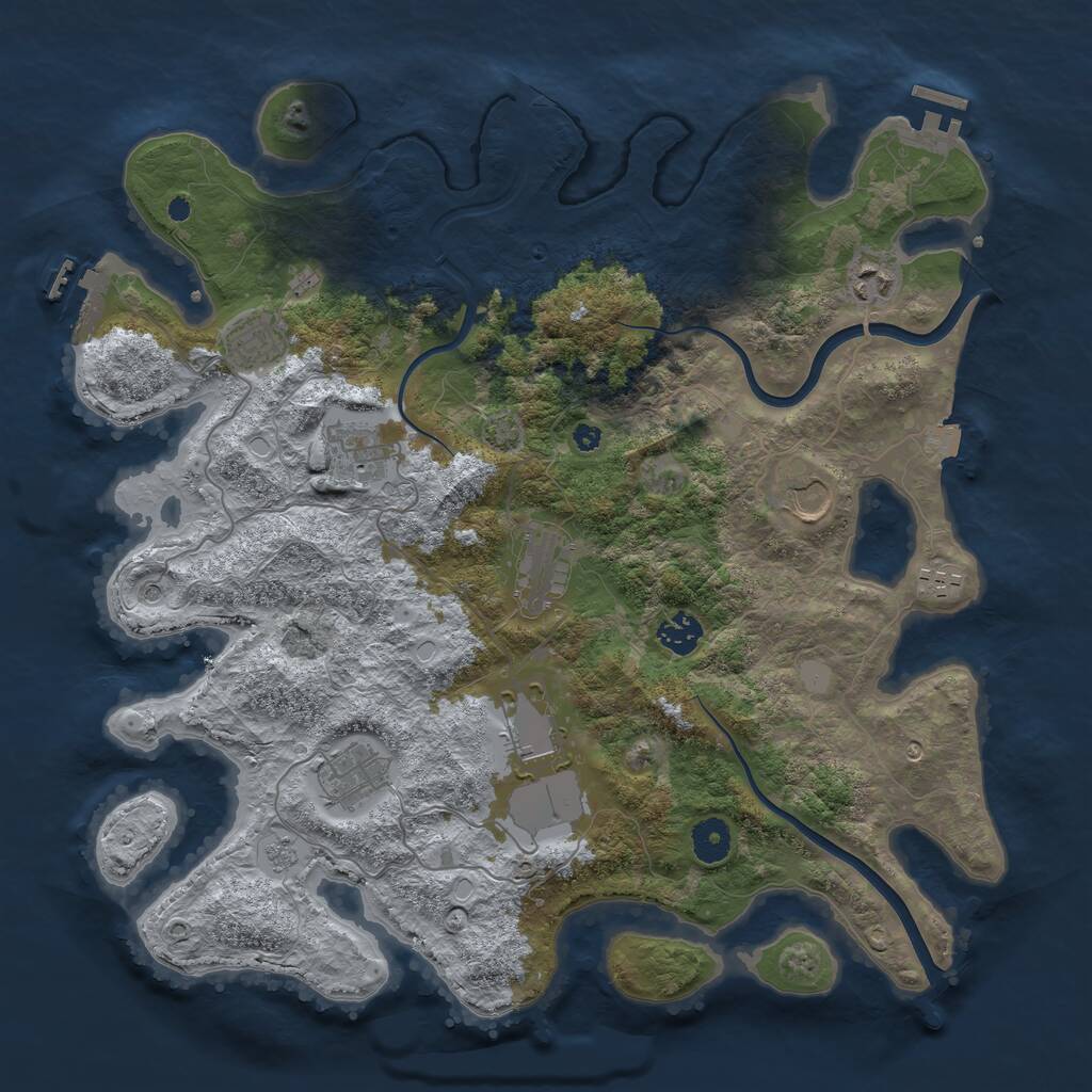 Rust Map: Procedural Map, Size: 3900, Seed: 33875, 15 Monuments