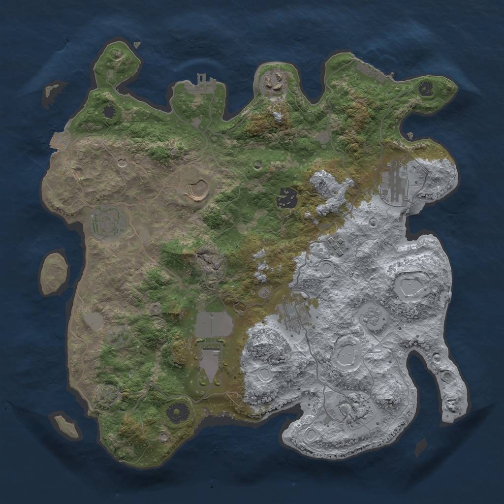 Rust Map: Procedural Map, Size: 3500, Seed: 782889380, 17 Monuments