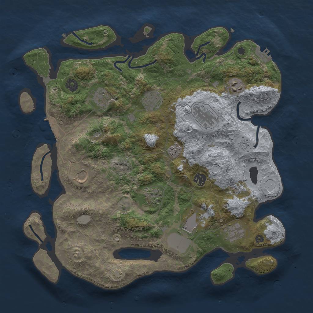 Rust Map: Procedural Map, Size: 3700, Seed: 480854077, 18 Monuments