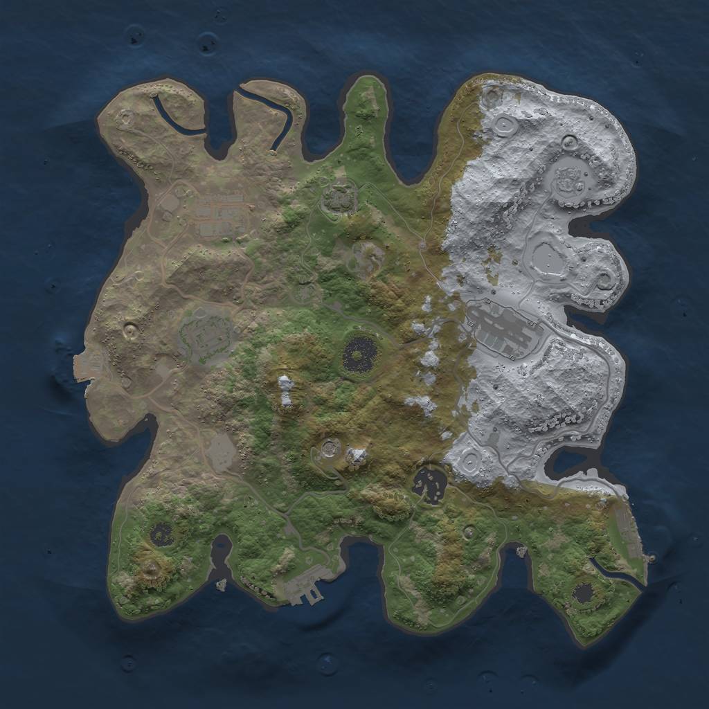 Rust Map: Procedural Map, Size: 3000, Seed: 2429809, 12 Monuments