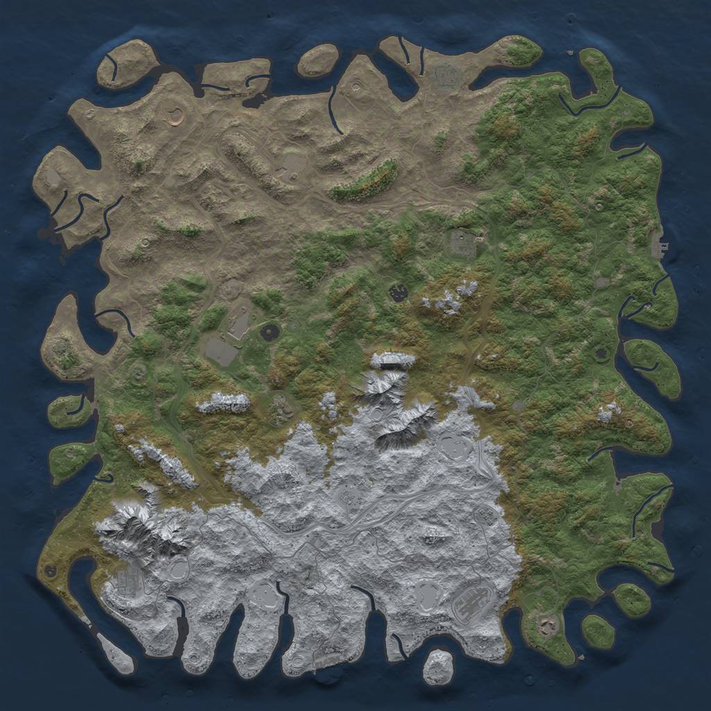 Rust Map: Procedural Map, Size: 6000, Seed: 1709123285, 19 Monuments