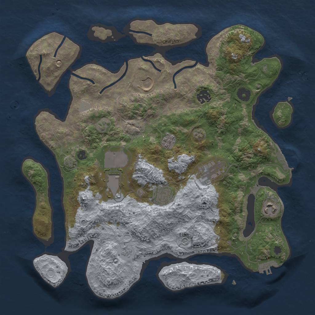 Rust Map: Procedural Map, Size: 3500, Seed: 454433548, 15 Monuments