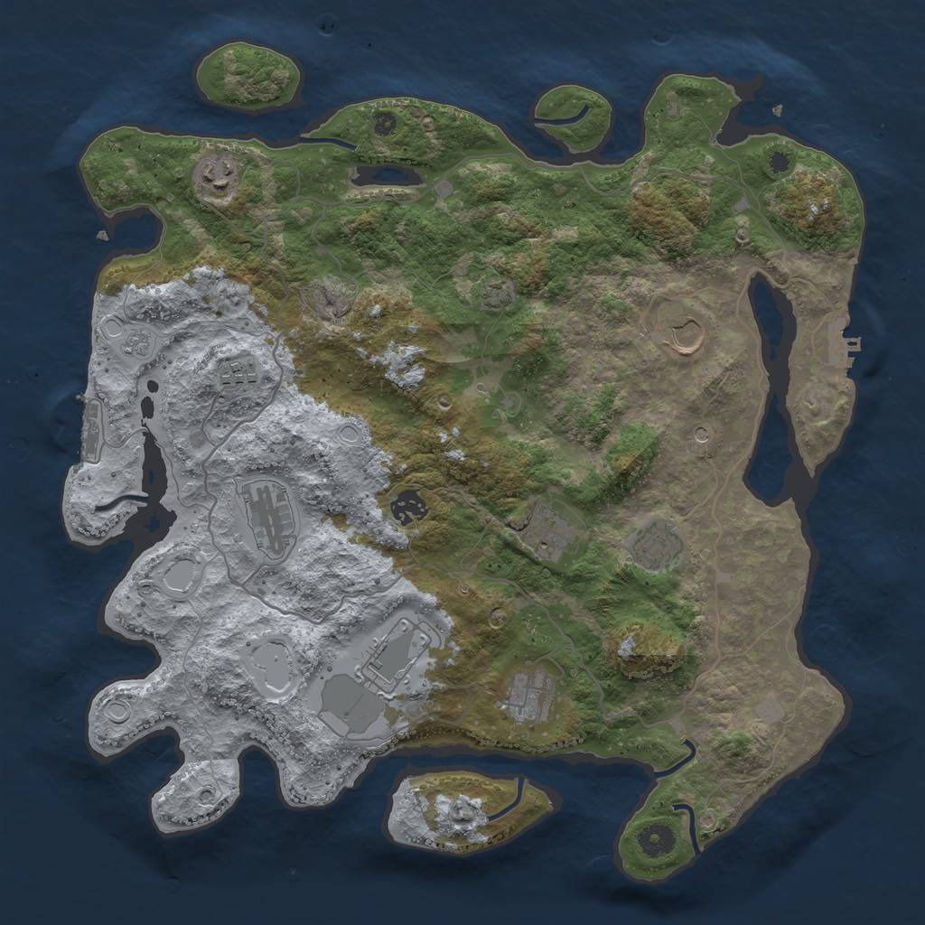 Rust Map: Procedural Map, Size: 4000, Seed: 5791, 17 Monuments