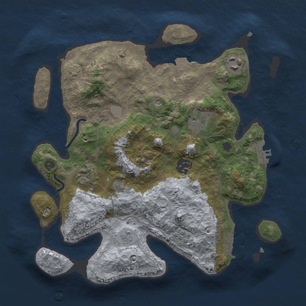 Rust Map: Procedural Map, Size: 3000, Seed: 64545, 13 Monuments
