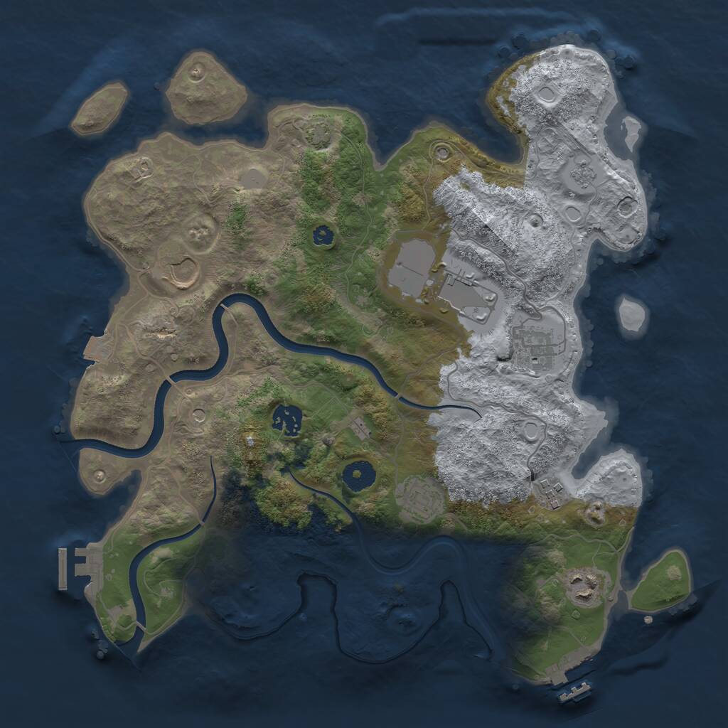 Rust Map: Procedural Map, Size: 3500, Seed: 2429809, 13 Monuments