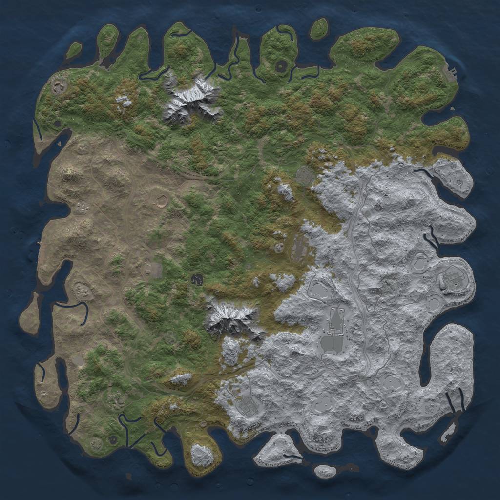 Rust Map: Procedural Map, Size: 6000, Seed: 992661443, 19 Monuments