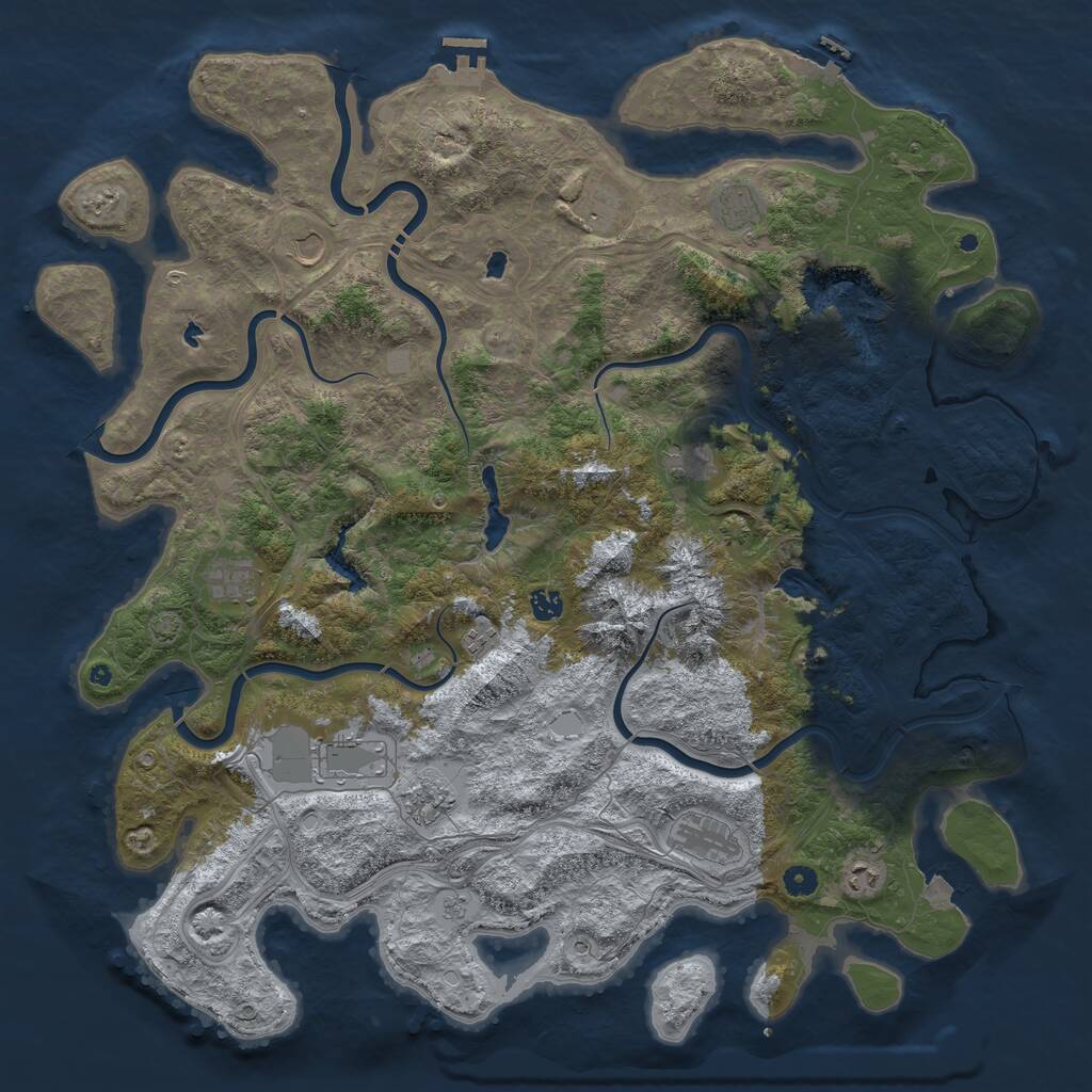 Rust Map: Procedural Map, Size: 5000, Seed: 14445, 17 Monuments