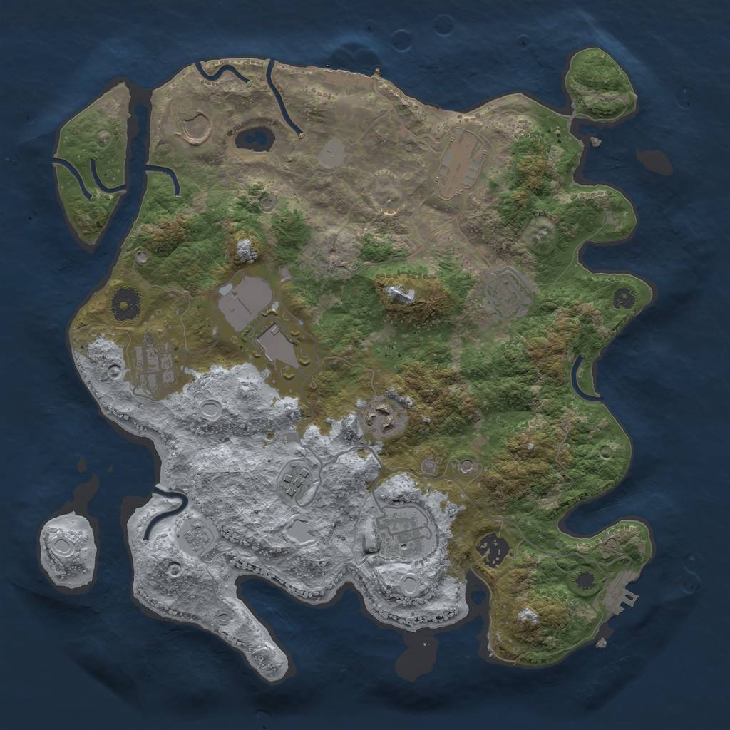 Rust Map: Procedural Map, Size: 3504, Seed: 875416574, 16 Monuments