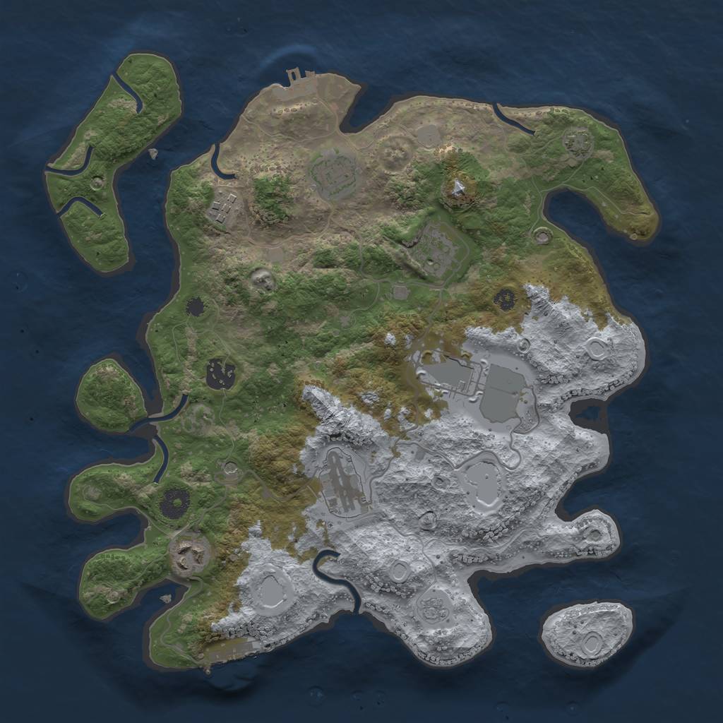 Rust Map: Procedural Map, Size: 3500, Seed: 868423108, 15 Monuments