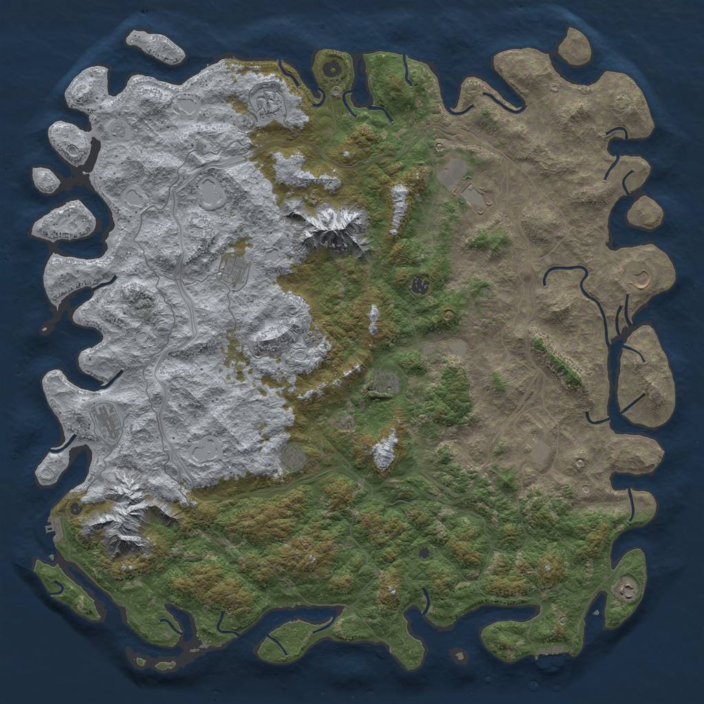 Rust Map: Procedural Map, Size: 6000, Seed: 910522532, 19 Monuments