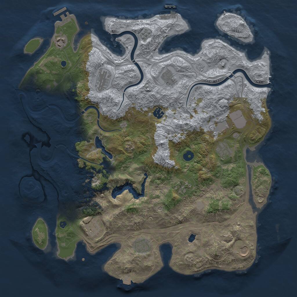 Rust Map: Procedural Map, Size: 4300, Seed: 1384626446, 17 Monuments