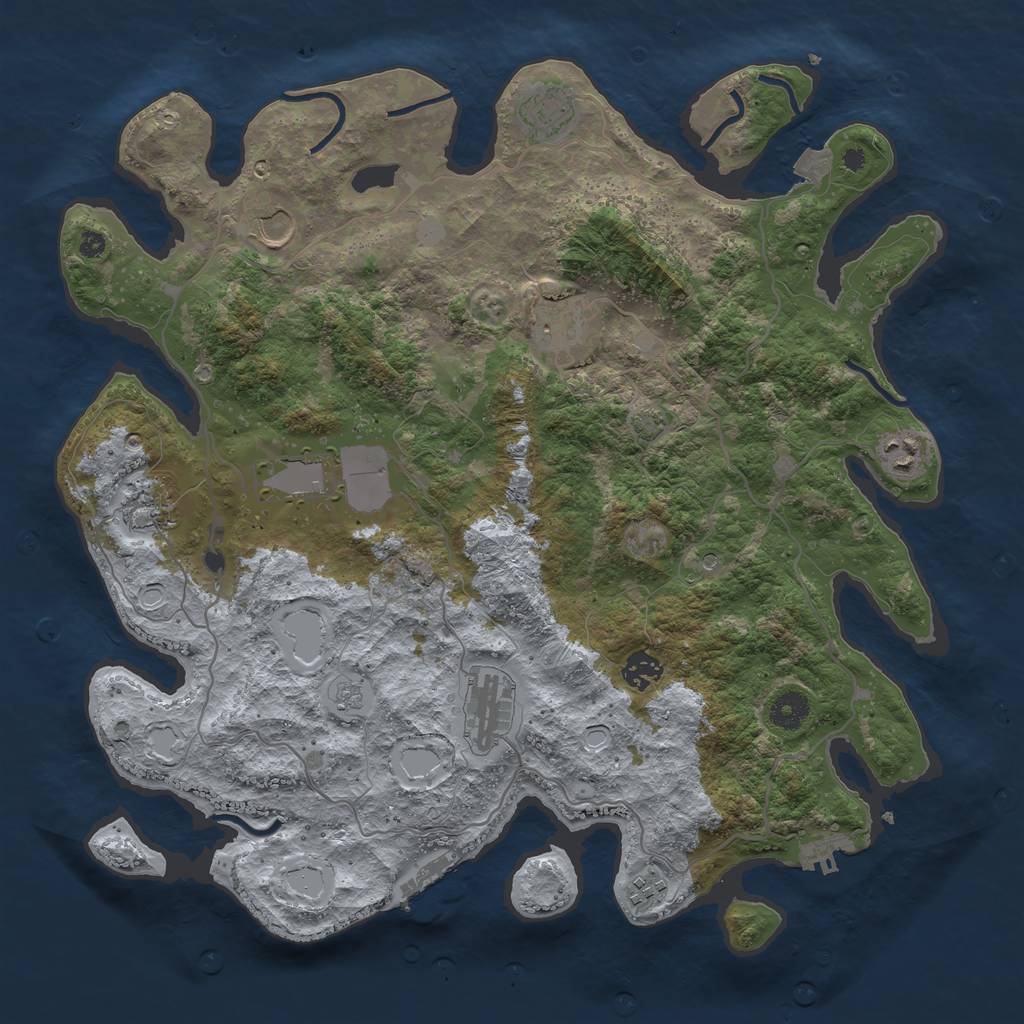 Rust Map: Procedural Map, Size: 4000, Seed: 1205804889, 17 Monuments