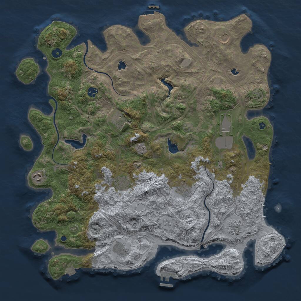 Rust Map: Procedural Map, Size: 4500, Seed: 661642609, 16 Monuments