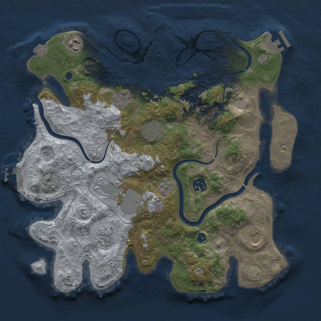 Rust Map: Procedural Map, Size: 3500, Seed: 18169, 14 Monuments